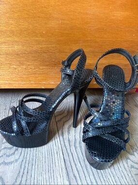 Women's Black High Heel Platform Sandals